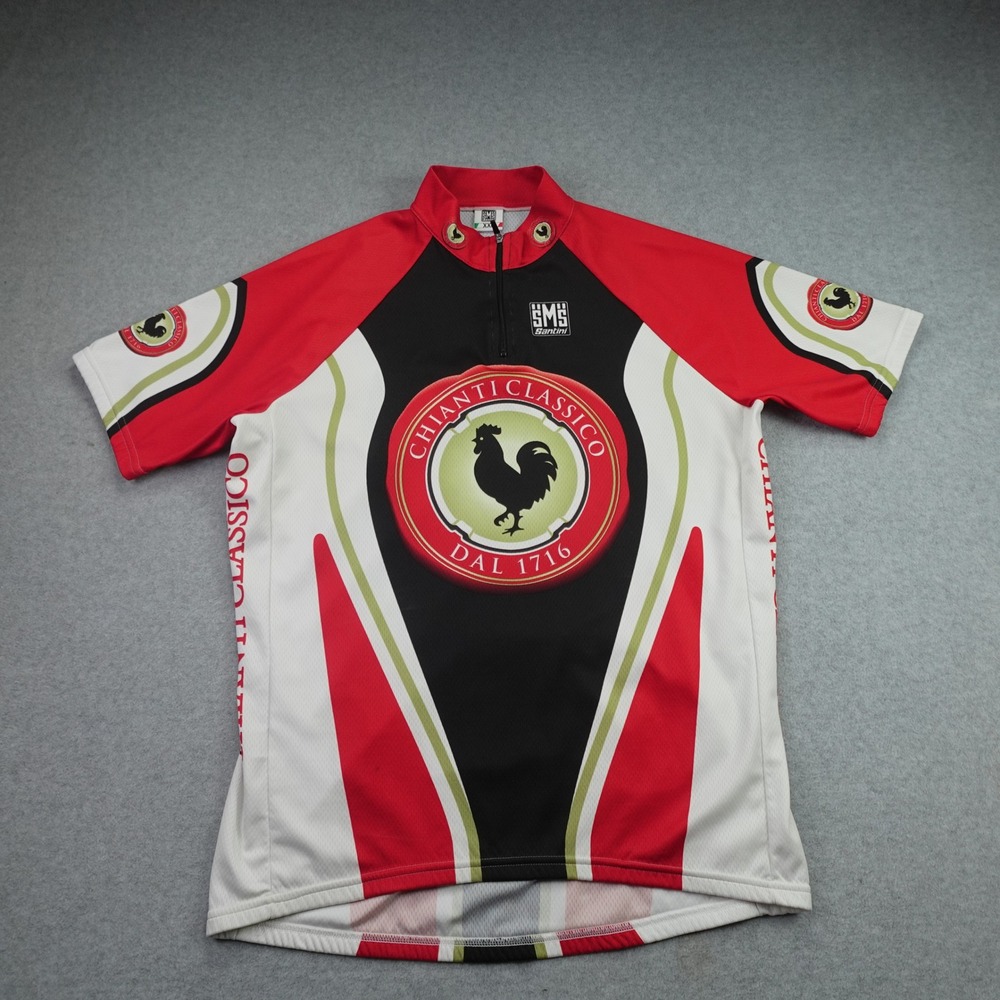 Santini Cycling Jersey Mens XXL Red Black Chianti Classico Short Sleeve Italy